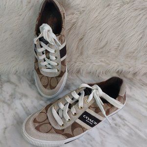 Coach Girl's Camila Tan Signature Canvas Shoes Sneakers US 5B
